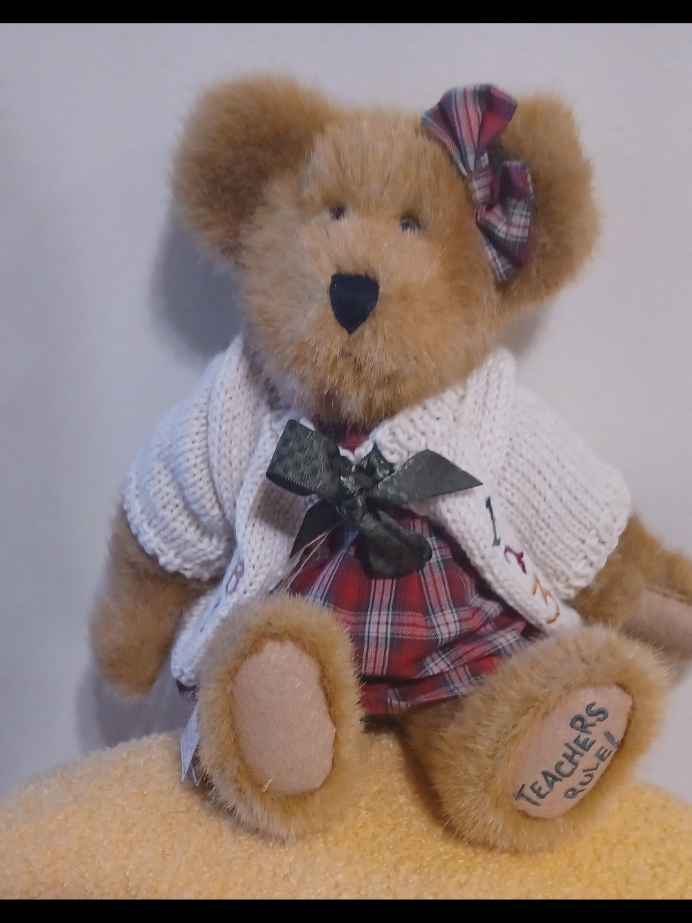 Boyd's Plush Teddy Bear in Plaid Dress with Knit Cardigan 12"